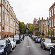 Street With Parked Cars In Kensington And Chelsea District, London, England, Uk Art Print