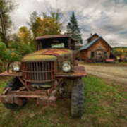 Sugar Shack And Antique Ford In Autumn Art Print