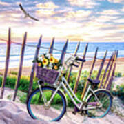 Summer Bicycle At Sunset Art Print