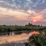 Sun Rising On The Okavango Delta Art Print