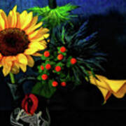 Sunflower And Calla Lilies Art Print