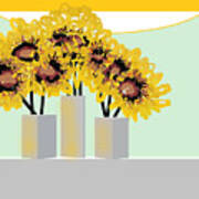 Sunflowers, Table Vases Flowers Light Ii Art Print