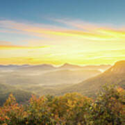 Sunrise At Whiteside Mountain Highlands North Carolina Blue Ridge Mountains Art Print