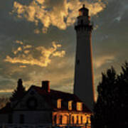 Sunrise At Wind Point Lighthouse Art Print
