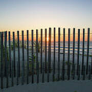 Sunrise Behind The Beach Fence Art Print
