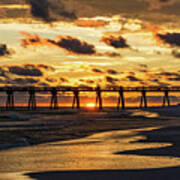 Sunset At The Pensacola Beach Fishing Pier Art Print