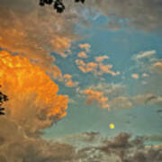 Sunset Clouds And Moon Art Print