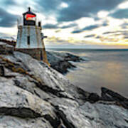 Sunset In Newport Rhode Island At Castle Hill Lighthouse Art Print