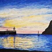 Sunset Over Port Erin, Isle Of Man Art Print