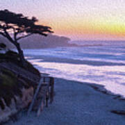 Sunset Painting At Carmel Beach Art Print