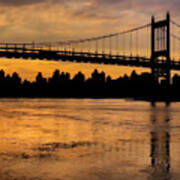 Sunset Silhouette Triboro Bridge Art Print