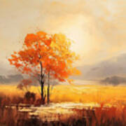 Sunset's Embrace - Autumn Artwork - Autumn Impressionism Art Print