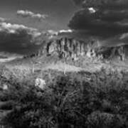 Superstition Mountains Black And White Art Print