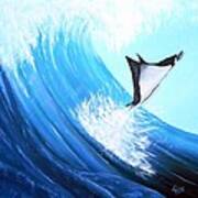 Surfiing Stingray Art Print