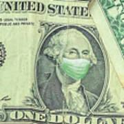 Surgical Mask On George Washington One American Dollar Art Print