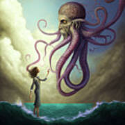 Surreal Art 12 Octopus Human Contact Art Print