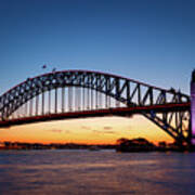 Sydney Harbour Bridge Illuminated At Sunset Art Print