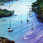 Sydney Harbour In Bright Blues Art Print