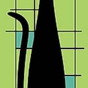 Tall Mondrian Cat On Green Art Print