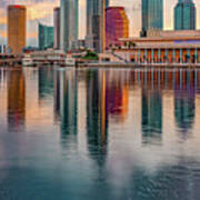 Tampa Florida Vertical Panoramic Reflections At Sunrise Art Print