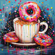 Taste Of Happiness - Coffee And Donuts Artwork Art Print