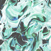 Teal Blue Swirl Textured Decorative Art Ii Art Print