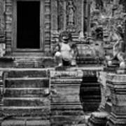 Temple Of Cambodia Black White Art Print