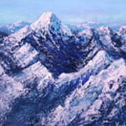 Textured Mountain Painting For Dad Art Print