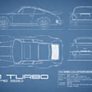 The 911 Turbo Blueprint Art Print