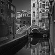 The Charm Of Venice In Black And White Art Print