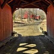 The Covered Bridge And Red Barn Art Print