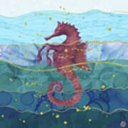 The Fantastic Seahorse In The Ocean - A Surrealist Hippocampus Horse Art Print