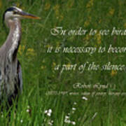 The Great Blue Heron And Quote Art Print