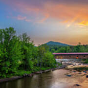 The Jay Covered Bridge At Sunset Adirondacks Art Print
