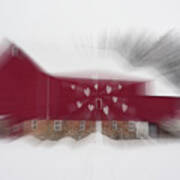 The Love Barn -  Red Wisconsin Barn Decorated With Hearts With Zoom Motion Art Print