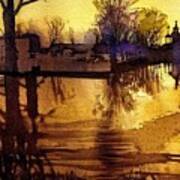 The Pond At Waterloo Village, Morris Canal, Golden Hour Art Print
