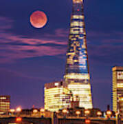 The Shard And Red Moon, London Art Print