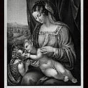 The Virgin And Child,with Infant Saint John The Baptist By Engraver Franz Hanfstangl Classical Art Art Print