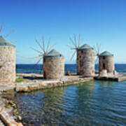 The Windmills In Chios Island, Greece Art Print