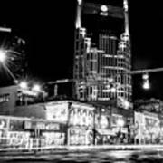 This District In Monochrome - Nashville Lower Broadway Skyline Art Print