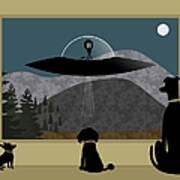 Three Dogs Spy Alien Aircraft Art Print