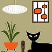 Tiki Tabletop Cat With Pods Art Print