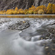 Time Lapse View Of River And Rocky Riverbed In Remote Landscape Art Print
