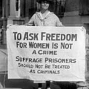 To Ask Freedom For Women Is Not A Crime - Suffrage Protest 1917 Art Print
