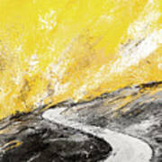 Travel Into The Sun - Yellow And Gray Art Art Print