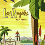 Travel Los Angeles California Twa Vintage Poster Art Print