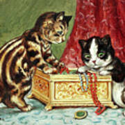 Treasure Kittens Art Print by Louis Wain - Pixels Merch