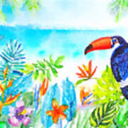 Tropical Island - Original Watercolor By Vart Art Print