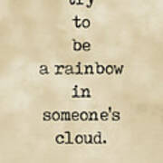 Try To Be A Rainbow In Someone's Cloud - Maya Angelou Quote - Literature, Typewriter Print - Vintage Art Print