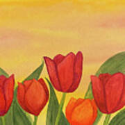 Tulips At Sunset Art Print